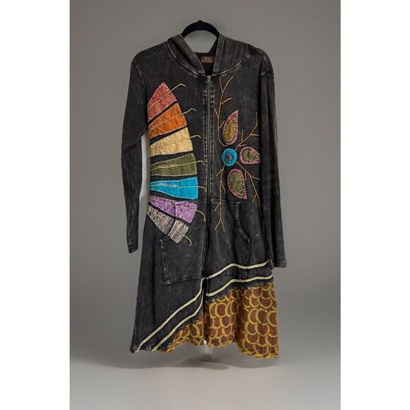 Rising International Jackets & Blazers - Rising International Womens Zip Hoodie Jacket Nepal-Made Embroidered Y2K 80s 90s